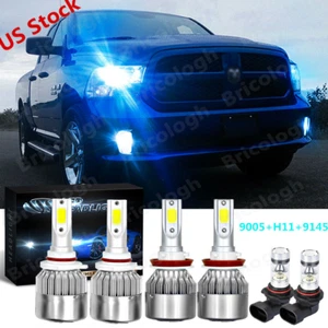For Dodge Ram 1500 2500 3500 2011-2017 Ice Blue LED Headlight + Fog Bulbs Kit 6x - Picture 1 of 12