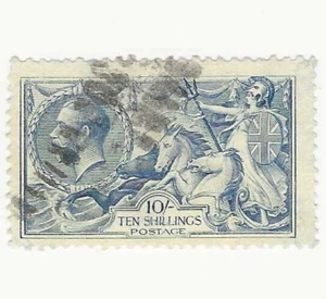 1913 used 10sh Great Britain stamp # 175 Britannia Rule The Waves; CV $300.00 - Picture 1 of 2