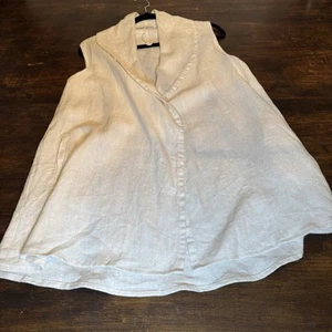 Bryn Walker Cardigan Women's XS Off-White Open Front Sleeveless 100% Linen NWOT - Picture 1 of 8