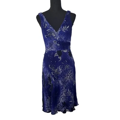 Vestido midi de hadas Babydoll de seda Y2K de Elie Tahari para mujer talla 4 púrpura caprichoso Foto 1 de 4