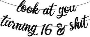 Sweet 16 Party Decorations for Boy & Girls, 16th Birthday Black - Picture 1 of 5