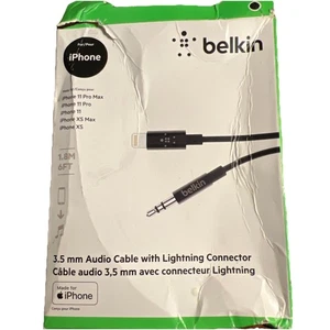 Belkin 3.5 mm Audio Cable with Connector for iPhone X / iPhone 11 - 6ft - Picture 1 of 5