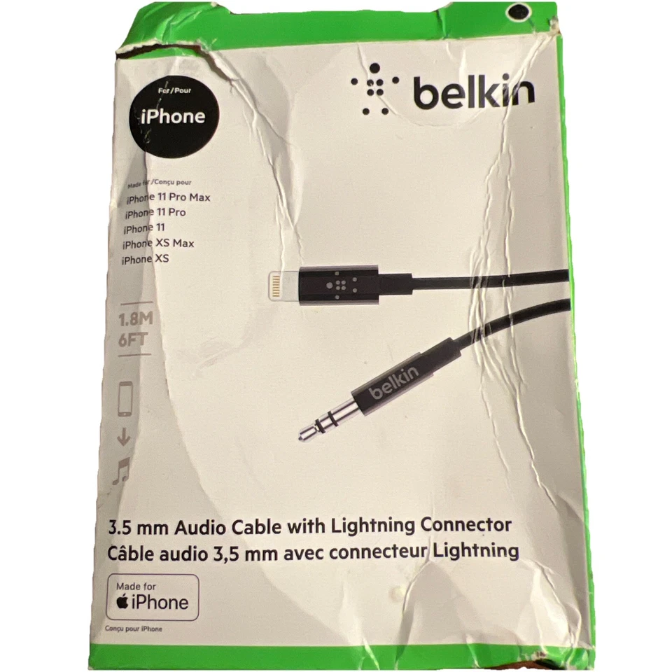 Belkin 3.5 mm Audio Cable with Connector for iPhone X / iPhone 11 - 6ft - Image 1 of 4