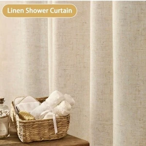 Cream Linen Shower Curtain Extra Long 78 L x 72 W 12 plastic hooks - Picture 1 of 6