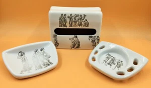Armitage Shanks pottery bathroom set. Paper dispenser, soap & toothbrush holder. - Picture 1 of 9