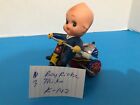 Vintage KRON wind-up tin toy Little boy on tricycle with bell -