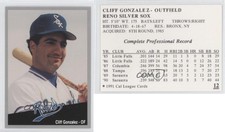 1991 Cal League Reno Silver Sox Cliff Gonzalez #12