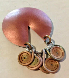 Pin Artisan Abstract Copper and Pewter - Picture 1 of 3
