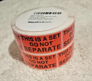 2 Rolls of 500 labels per roll No Separate Warning Fluorescent Orang Shipping Ha - Picture 1 of 4