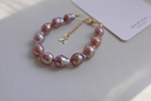 classic 10-11mm south sea  baroque   lavender pearl bracelet 7.5-8"925s(t)