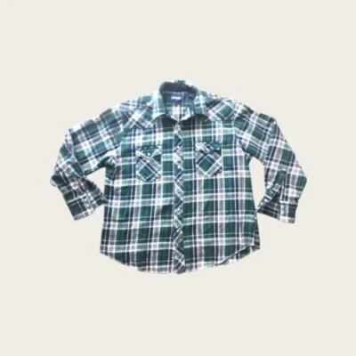 Camisa Western Wrangler Vintage Talla Extra Grande XL Mujer Perla Franela a Presión Foto 1 de 4