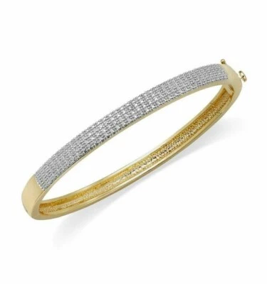 Brazalete brazalete redondo de diamantes para mujer de 5,50 quilates enchapado en oro amarillo de 14 k Foto 1 de 4