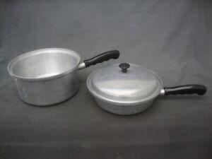 Vintage Vita Craft Aluminum Saucepan Skillet 309N Round pans 203 Lid Cook ware