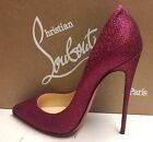 Christian Louboutin Pigalle Follies 120 Glitter Tisse Red Cassis Heel Shoes 37.5