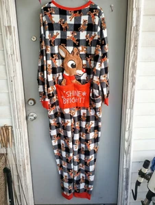 Christmas Rudolph the Red-Nosed Reindeer 3X Women's Sleeper Fleece one piece EUC - Picture 1 of 5