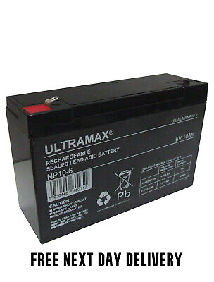 ULTRA MAX 6 Volt 10.0Ah Sealed Rechargeable Lead Acid Back Up Battery 6V 10Ah  • 17.99£