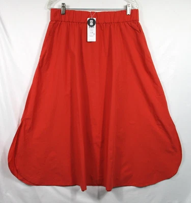 -NUEVO CON ETIQUETAS Falda Eileen Fisher TMRLO F/L Algodón Orgánico Lavado Popelina Acampanada Campana Talla PM Foto 1 de 3