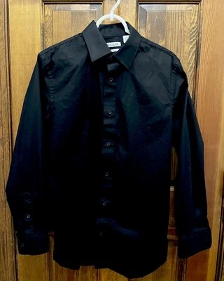 Camisa de vestir para hombre Haggar negra con botones 15-15,5 32/33 resistente a las arrugas LN Foto 1 de 4