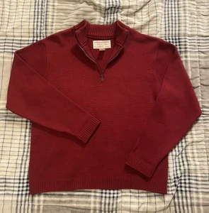 Vintage Filson 100% Virgin Wool Quarter Zip Pullover Sweater Red Mens Size Large - Picture 1 of 8