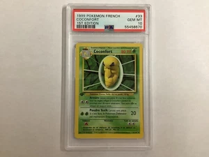 Pokémon Base Set French 1st Edition COCONFORT (KAKUNA) PSA 10 (8670) - Picture 1 of 3