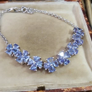 925 Sterling Silber Armband, natürliche Tansanit Edelsteine, 10,56ct, verstellbar  - Bild 1 von 9