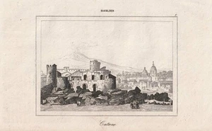 c1830 Catania Sizilien Sicilia Italia Italien Stadtansicht Kupferstich-Ansicht - Imagen 1 de 1