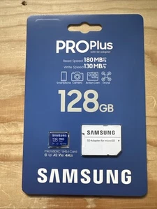 Genuine Samsung PRO PLUS 128GB microSD card 180MBs U3 V30 A2 + adapter UK Stock - Picture 1 of 1