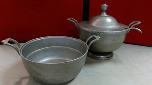 Wilton-Columbia PA Pewter Pedestal Soup Tureen with Pewter Insert Lid and Ladle - Picture 1 of 11