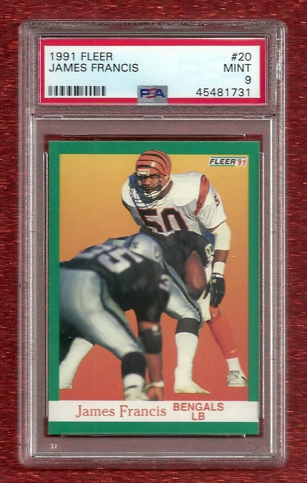 1991 FLEER #20 JAMES FRANCIS PSA 9 MINT POP 1 NONE HIGHER CINCINNATI BENGALS - Image 1 of 1