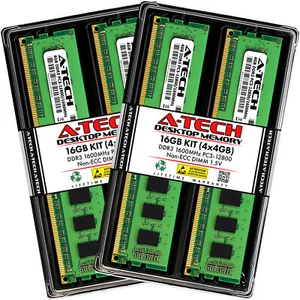 16GB Kit 4x 4GB DDR3-1600 DIMM Corsair CML16GX3M4X1600C8 Equivalent Memory RAM - Picture 1 of 2