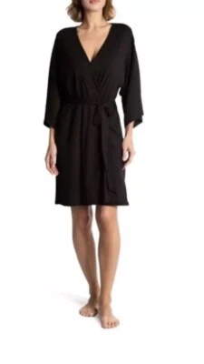 Bata con cinturón Secret Treasures manga codo negra suave elástica tejida L-XL Foto 1 de 4