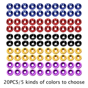 20 Pcs/Set JDM Billet Aluminum Fender/Bumper Washer/Bolt Engine Bay Dress Up Kit - Picture 1 of 14