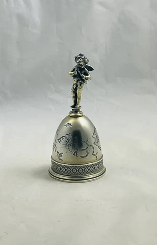 Antique Tiffany & Co. Sterling Bell Decorated w/butterfly's & Cherub Handle Cover