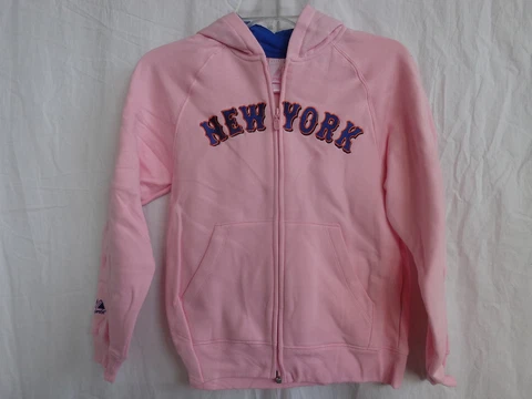 New York Mets Youth / Child Pink Hooded Sweatshirt 'New York' logo by Majestic Cover