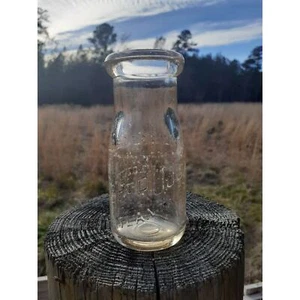 Fruju Co 6 oz. Botella Atlanta Ga. Botella de leche tinte ámbar tarro grueso en relieve - Imagen 1 de 4