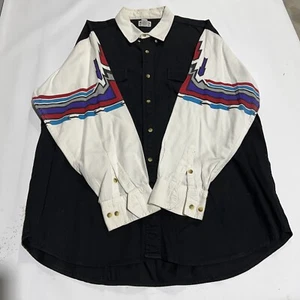 Vtg Western Frontier 90s Rodeo Aztec Button Up Brush popper Xl - Picture 1 of 3