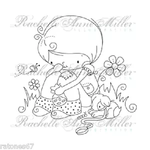 Neu Stampavie CANDY TIME Mädchen Welpe Hund Blumen Clear Stamps - Bild 1 von 1