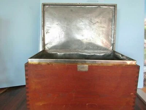Vintage Cigar Humidor Old Wooden Cigar/TEA Tin Lined with Garmirian Box JAPAN - Picture 1 of 9