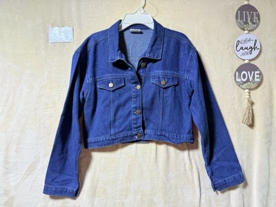Chaqueta vaquera para niñas Denim Trucker recortada algodón azul talla L Foto 1 de 4