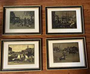 4er Set Lionel Barrymore gerahmte mattierte Goldfolie geätzte Drucke signiert - Bild 1 von 14