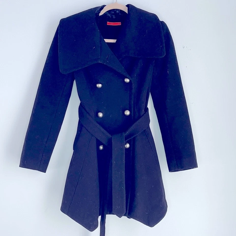 Abrigo de vestir Alice + Olivia doble botonadura cinturón línea larga mezcla seda forro Foto 1 de 4