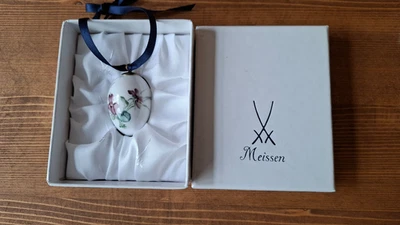 Meissen Ei Aufhänger Osterei Dekor Veilchen  1. Wahl mit OVP - Bild 1 von 3