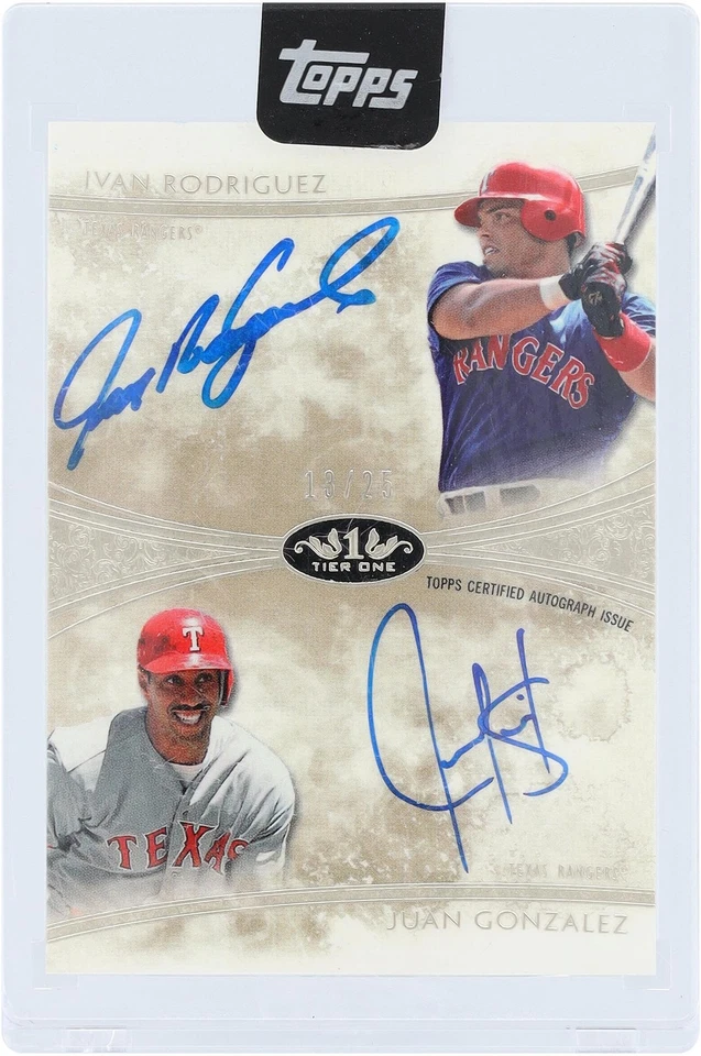 Artículo de tarjeta autografiado de Iván Rodríguez Texas Rangers de béisbol en losa #14380968 certificado de autenticidad Foto 1 de 3