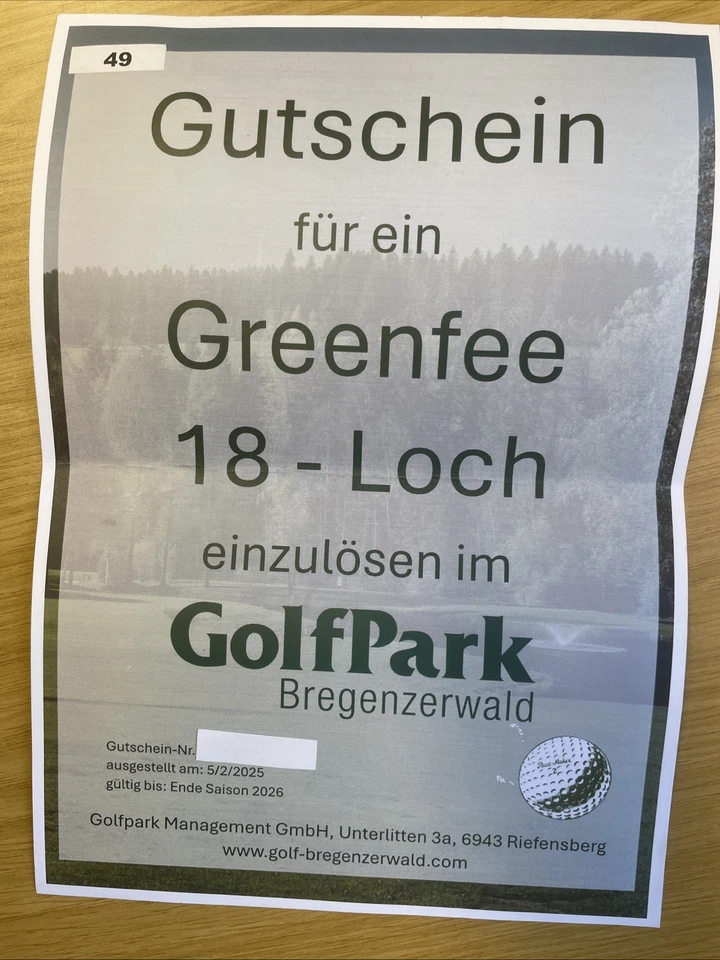 Greenfee Gutschein Golfpark Bregenzerwald - Bild 1 von 1