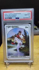Spencer Strider 2023 Topps x Bob Ross Joy of Baseball Titanium White /35 PSA 9 - Picture 1 of 2