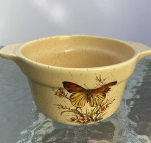 Vajilla artesanal del tesoro patrón de mariposa cuenco con asas #983 - Imagen 1 de 9