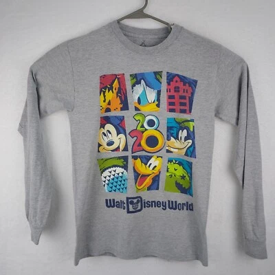 Camiseta Walt Disney World Masculina Pequena S Manga Longa Cinza Mickey Pateta Donald 2020 - Imagem 1 de 4