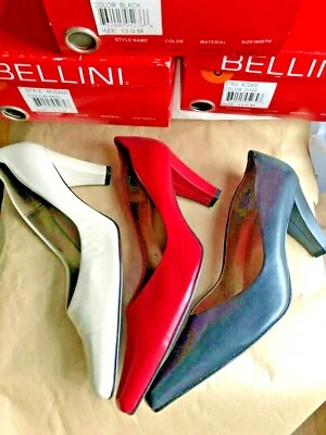 Bombas Bellini ROSA 13 M Puntera Cuadrada Gruesas 3" Tacón Festoneado Negras, Rojas o Grises Foto 1 de 4
