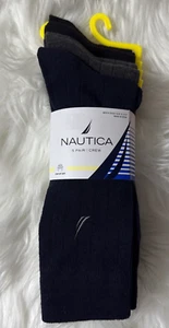 Nautica 5-Pair Men's Casual/Dress Crew Socks Size 6-12.5 Black/Blue/Gray - Picture 1 of 8