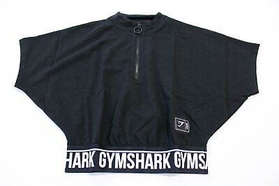 Gymshark Women's Boxy Fit Recess Crop 1/2 Zip T-Shirt MG7 Black Small NWT • 27.99€